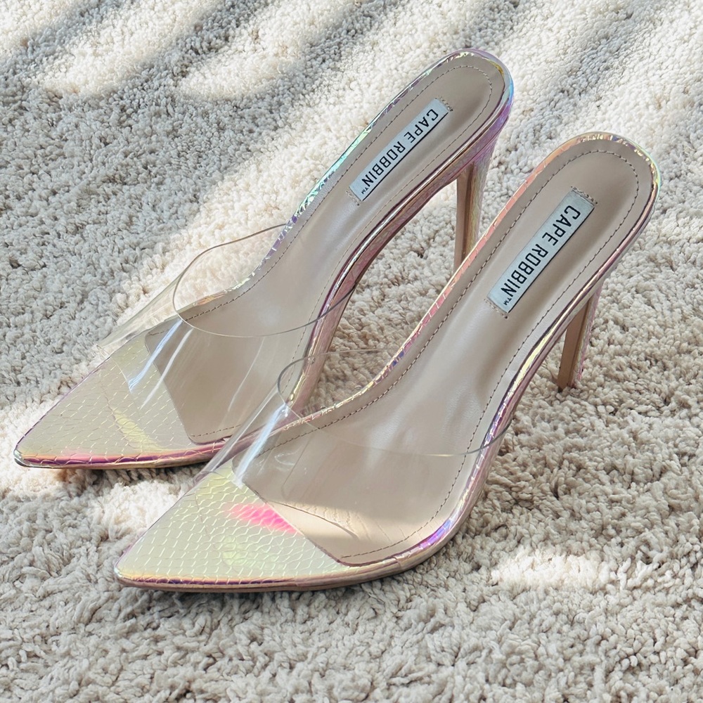 Cape Robbin Iridescent Snake Clear Mules Size 7.5 fits like an 9 - Picture 6 of 8